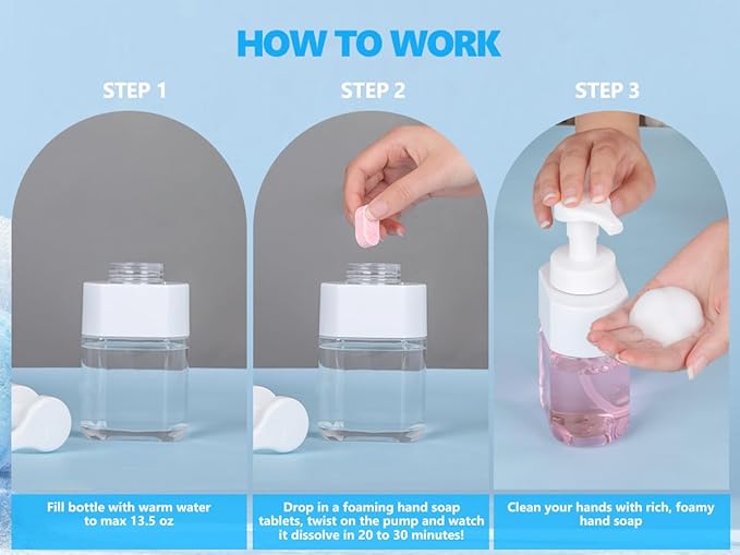 USKICH Foaming Hand Soap Tablet Refills -12Pack | Eco Friendly Products & Cleaning Supplies | Variety Fragrance Soap Refills Tablets for Using With Foaming Hand Soap Dispenser (12 x 8 Fl oz bottles)