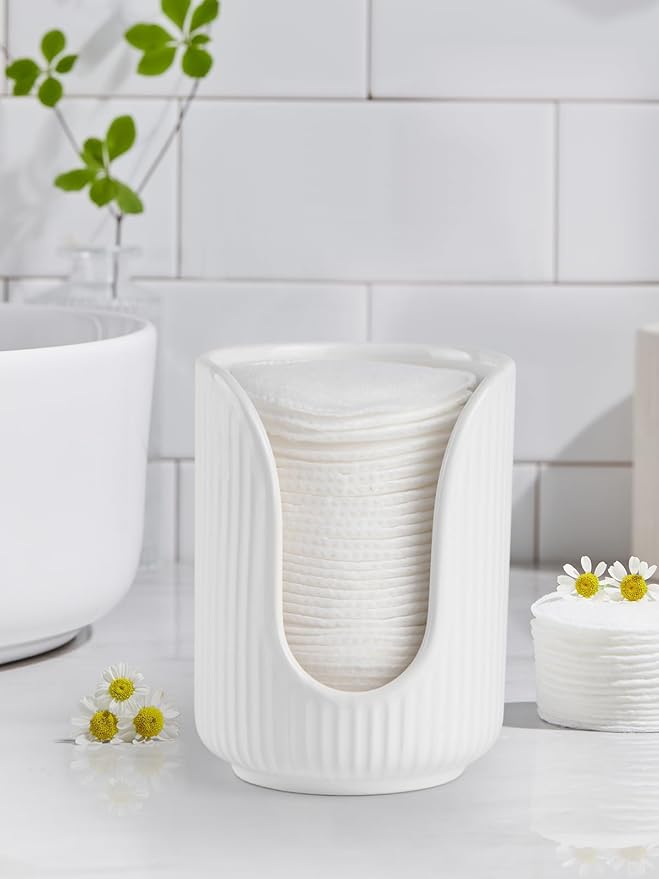 Bathroom Cup Dispenser, 3oz-4oz Ceramic Paper Cup Holder, Small Countertop Mouthwash Dixie Cups Accessories, for Vanity Countertops, Bathroom, Kitchen, and Dining Room