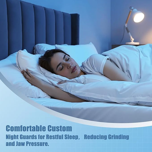 2 Custom Mouth Night Guard for Bruxism/Grinding/TMJ at Night, Bite Guard for Teeth Clenching Nighttime, for Adults & Kids (Upper & Lower Set 1.5mm)