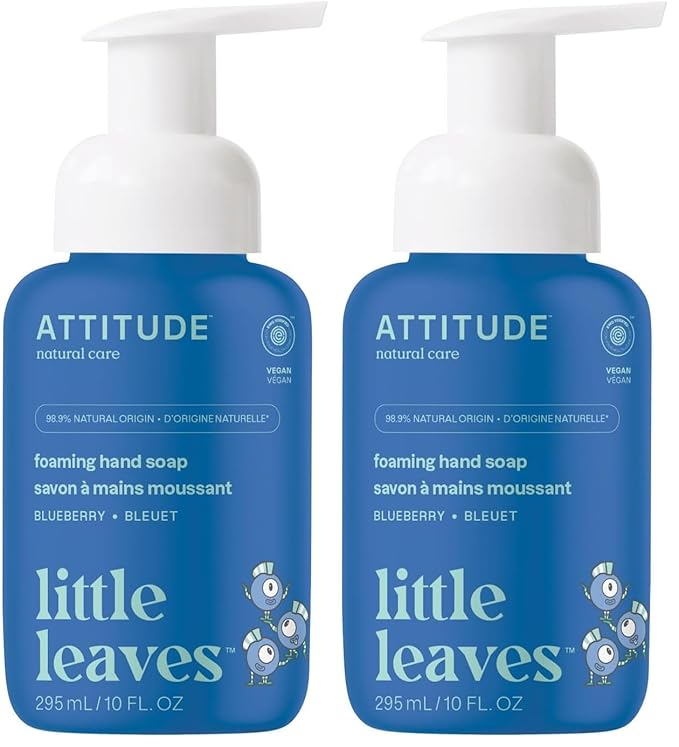 ATTITUDE Foaming Hand Soap for Kids, Plant and Mineral-Based Ingredients, Vegan and Cruelty-free Personal Care Products, Blueberry, 10 Fl Oz (Pack of 2)