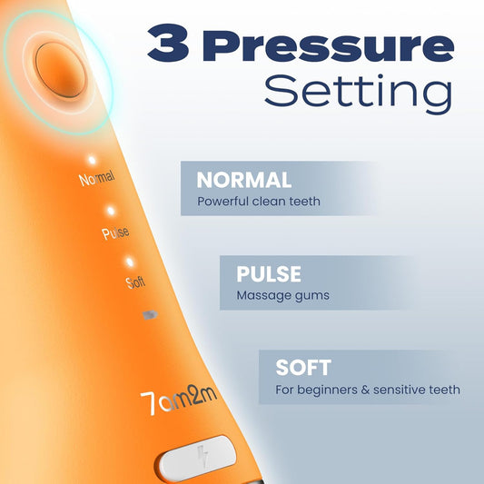 7AM2M Portable Water Flosser Cordless, Water Flosser for Teeth with 3 Modes and 2 Jet Tips, USB C Rechargeable, IPX7 Waterproof, Dental Water Flosser for Travel and Home Use (Orange)