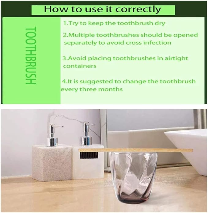 Bamboo Toothbrushes Medium Bristles for Adult, 10 Pack Family Bulk Toothbrushes Set Natural Organic Wooden Tooth Brush Charcoal Wood Handle Tooth Cleaning Brush Black White