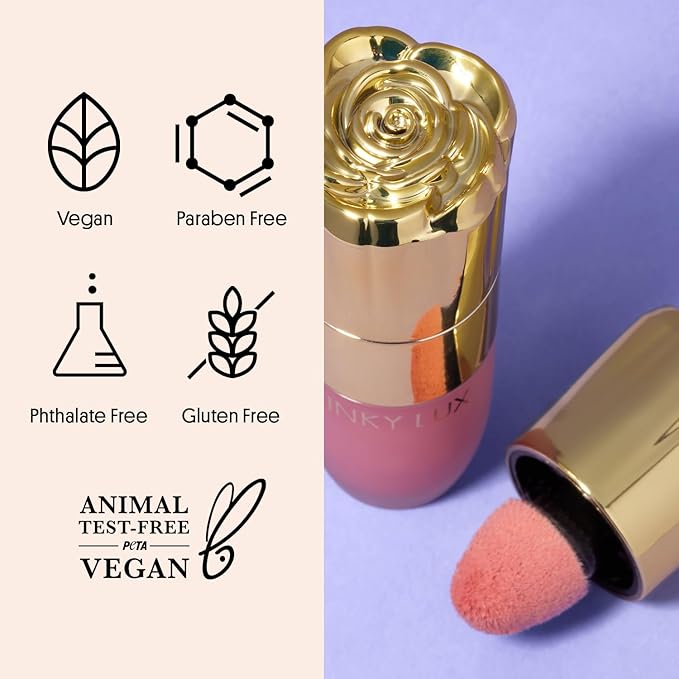 Winky Lux Cheeky Rose Liquid Blush – Gel-Cream with Buildable Color, Lightweight Velvet Finish, Long-Lasting Cool Pink Shade, Lovely