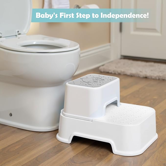 2-Step Stool for Kids - Toddler Anti-Slip Step Stool for Bathroom Sink/Toilet Potty Training/Kitchen Counter, 10" Height, 220 lbs Capacity, Durable & Stable (2Packs White)