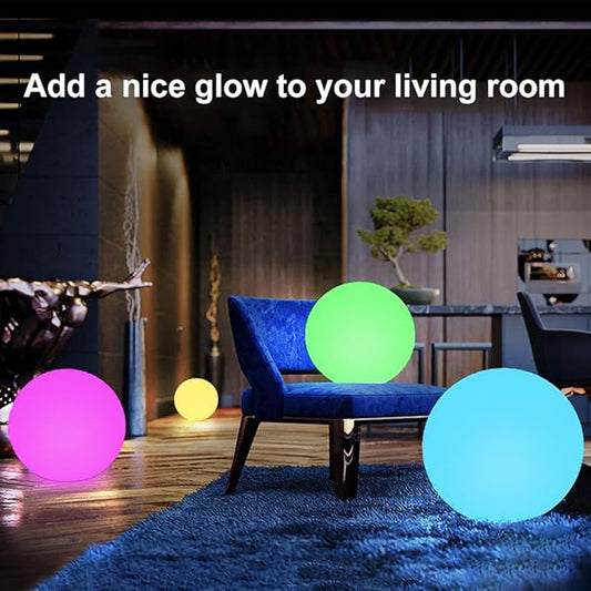 12-in LED Globe Orb Lamp, Dimmable RGB Color Changing Glowing Orb Lights Rechargeable Glowing LED Ball Light w/Remote, Waterproof Outdoor Globe Light Soothing Mood Lamp for Bedroom Garden Patio Decor