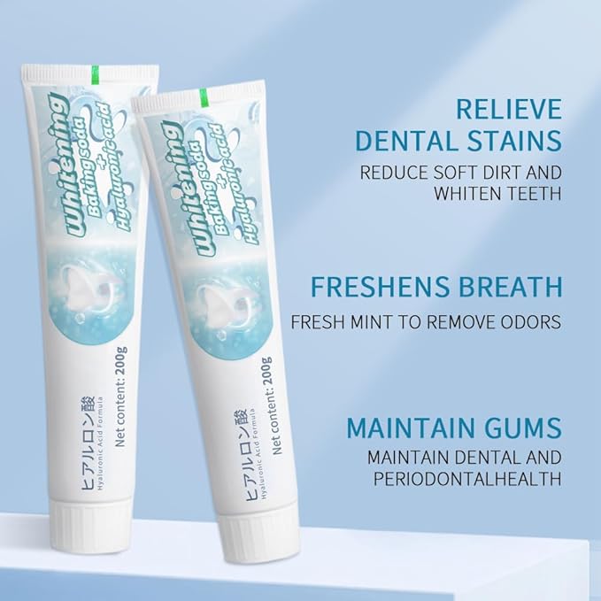 Baking Soda Whitening Toothpaste, Organic Baking Soda - Fresh Mint Flavor - Removes Yellowing & Stains, Freshens Breath, Promote Gum Health, Whitening Toothpaste for Adults