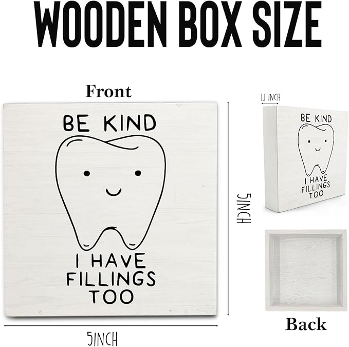 Dental Decor Wooden Signs,Dental Hygienist Wooden Box Sign,Funny Dentist For Home Office Shelf Table Decor 5x5 Inches, Dentist Gift