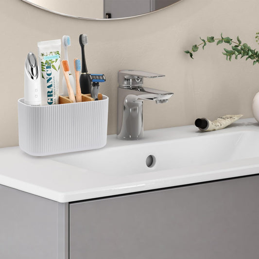 White Toothbrush Holder - Bamboo Toothbrush Holders for Bathrooms Electric Toothbrush Holder Organizer Kids Toothbrush Holders for Bathrooms Countertop
