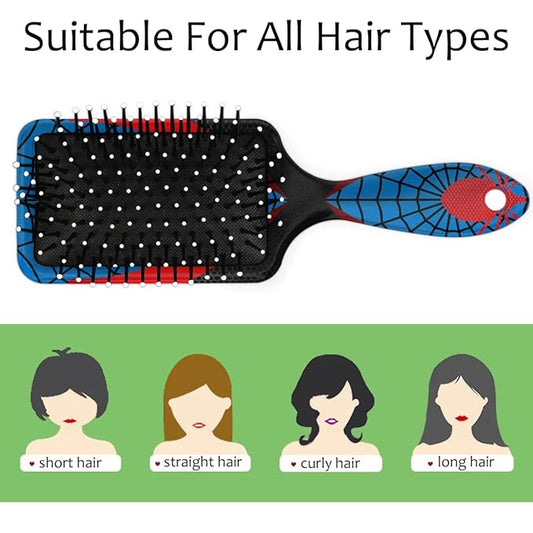 Kids Hair Brush for Boys Girls Toddler - Blue Red Spider Web Detangler Hairbrush for Wet Dry Thin Long Curly Hair Pain-Free Comb Glide Through Tangles with Ease and Massage Scalp