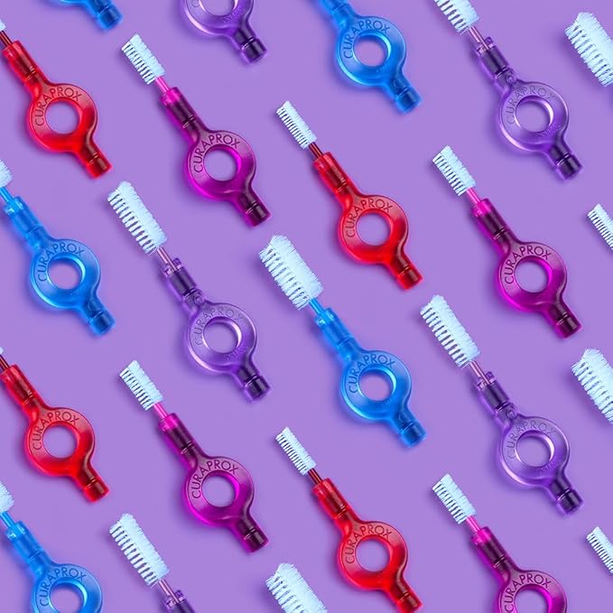 Curaprox Interdental Brush Set CPS 410 Perio – for Large Gaps & Gum Care | Includes 5 Brushes & Long-Handled Holder for Easy Reach | Swiss Made