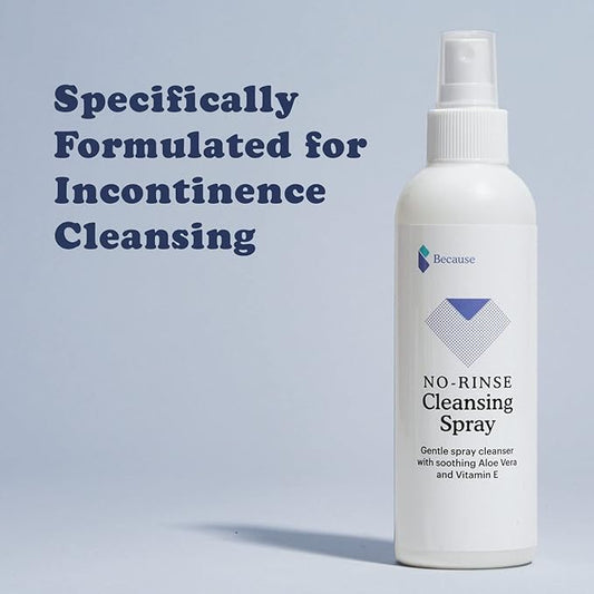 Because No Rinse Incontinence Cleansing Spray - Hydrating Formula, pH Balanced, Paraben-Free, Infused with Nourishing Aloe Vera, Chamomile, and Vitamin E - Non-Drying, 6 fl oz, 3-Pack