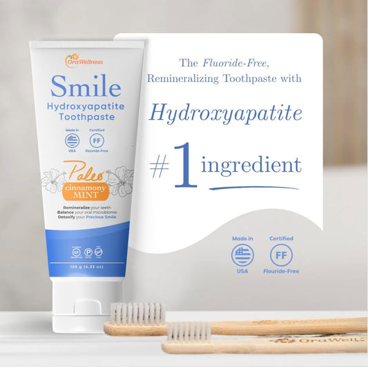 OraWellness Smile Hydroxyapatite Toothpaste with Remineralizing Xylitol & Non Nano Hydroxyapatite, Cinnamony Mint Toothpaste, American Made Fluoride Free Natural Tooth Repair & Teeth Whitening, 4.23oz