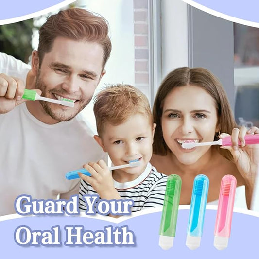Travel Toothbrush 3Pcs Travel Toothbrush Set Mini Toothbrush Soft Portable Toothbrushes Travels with Tooth Brush Cover Small Folding Toothbrushes Individually Wrapped for Camping Green Blue Pink