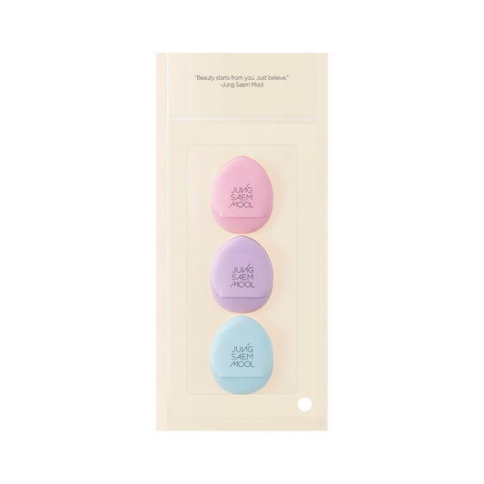 JUNG SAEM MOOL Skinny Tap Puff 3pcs Macaron Edition, Mini Precision Puff for Concealer and Touch-Up, Ultra-Slim Fitting Makeup Sponge for Seamless Coverage Around Nose Eyes Lips, Korean Beauty Tool