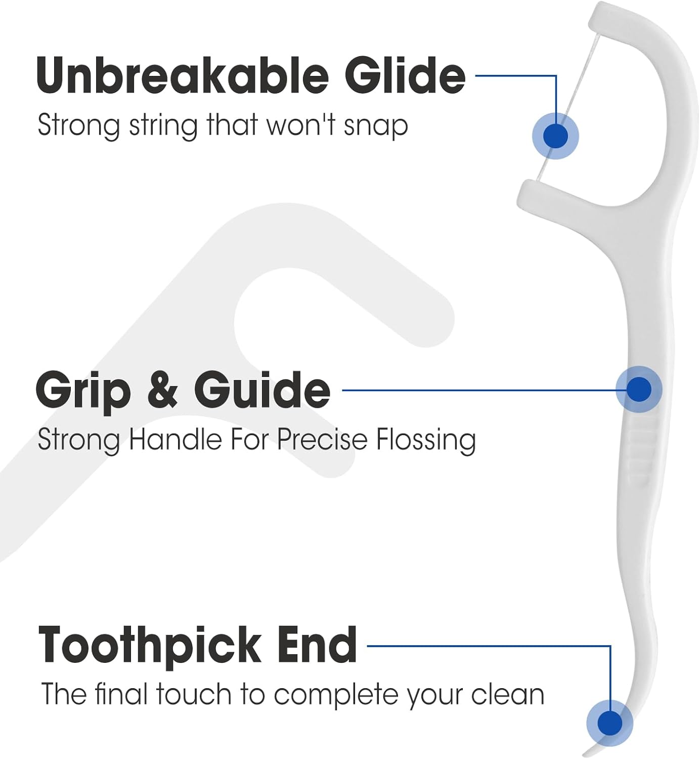 AZEN 1500 Count Dental Floss Bulk, Individually Wrapped Floss Picks, Toothpicks Flossers for Adults, Ideal Travel Flossers for Deep Cleaning