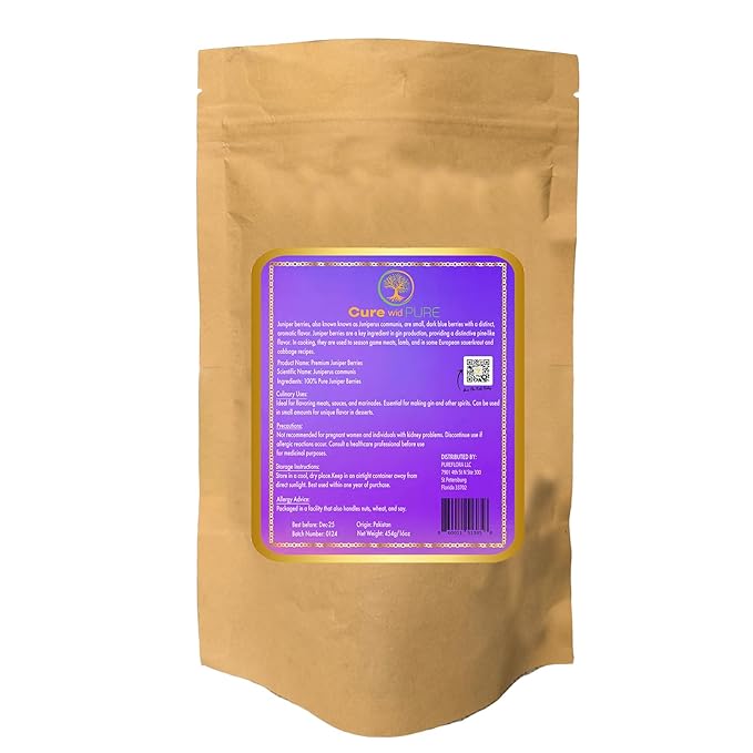 Cure wid Pure Dried Juniper Berries 4oz | Wild Harvested, Non-GMO Additives & Preservative-Free Organic Juniper Berries Whole in Eco-Friendly Resealable Bag |Elevate Meats, Soups, Teas & More