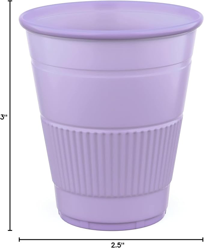 Disposable Cups | 50 Pack | 5 oz Plastic, Small Bathroom Perfect for Medicine, Water, Rinsing, Mouthwash, Party, Dental | Multicolor for Kids | Purple
