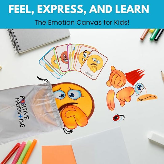Thought-Spot Emotions Canvas Activity Set Social Learning Activity Game for Kids Make Faces Describe Express Feelings 2 Canvases 12 Double Sided Emotion Cards 55pc Facial Expressions Preschool