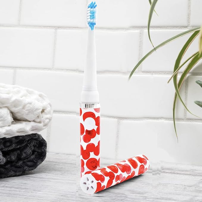 Pop Sonic Electric Toothbrush (Red Bubbles) - Travel Toothbrushes w/AAA Battery | Kids Electric Toothbrushes with 2 Speed & 15,000-30,000 Strokes/Minute, Dupont Nylon Bristles