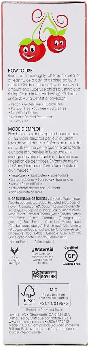 Nature's Gate Natural Toothpaste Gel, Cherry for Kids, 5 oz (Pack of 3) Set