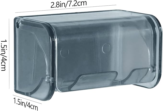 2 PCS Wall-Mounted Toothbrush Holder with Cover, 2-Slot Organizer for Bathroom, Shower, Dorm, Cabinet (Clear)