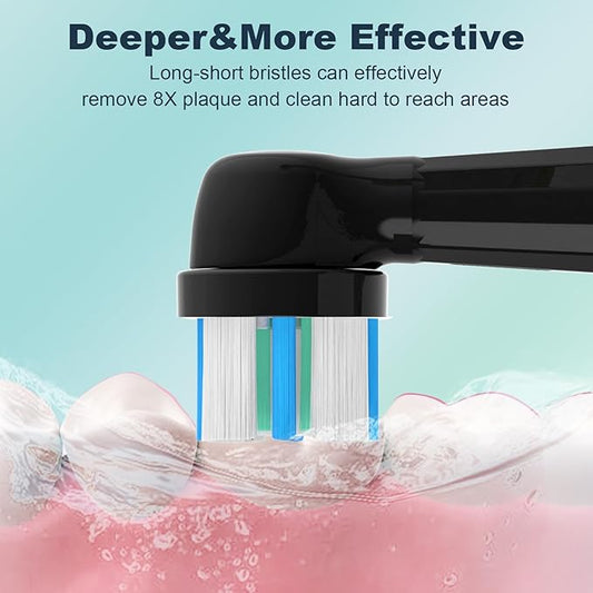 Replacement Toothbrush Heads Compatible with Oral B iO Series 2/3/4/5/6/7/8/9/10 Electric Toothbrush,Round Brush Heads for Gentle Gum Care & Deep Cleaning,Black