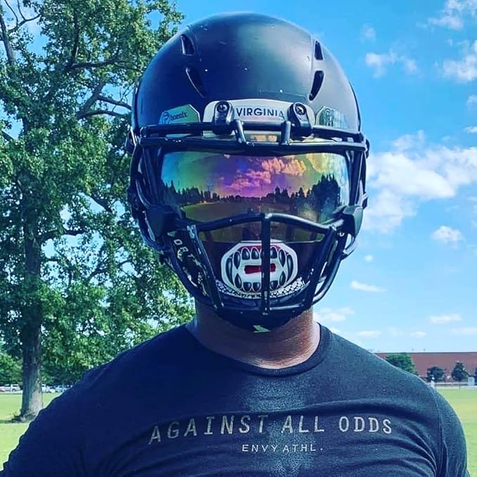 Oral Mart Flag Football Mouth Guard with 3D LipFit Design for Kids - Youth Tackle Football Mouthguard (No Boil) Cool Instant Fit Lip Guard Mouthpiece for Braces (Detachable Helmet Strap Included)