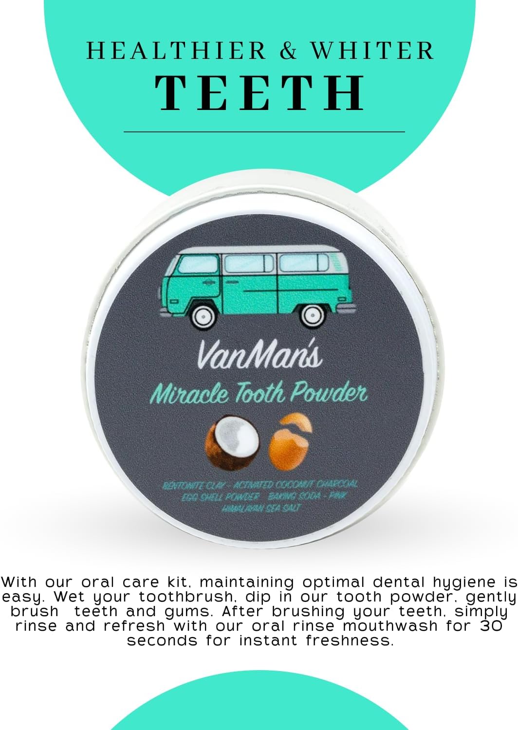 Vanman’s - Miracle Tooth Cleaning Powder Toothpaste (3 Pack) - Fluoride-Free Whitening Tooth Powder with Coconut Charcoal, Eggshell Powders - Remineralizing Toothpaste - 2.2 Ounce