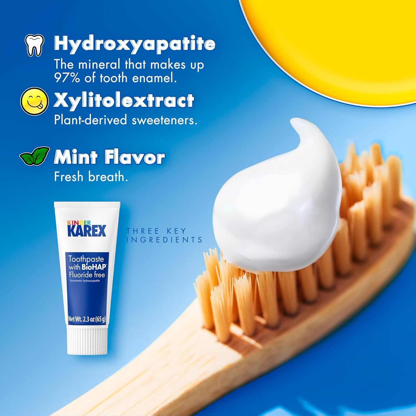 Kinder Karex Hydroxyapatite Kids Toddler Toothpaste I Fluoride Free I Clinically Tested I 2.3 oz