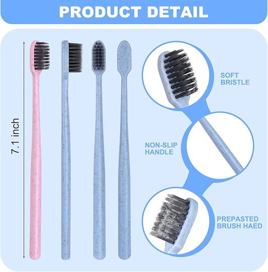 20Pcs Prepasted Disposable Toothbrushes Bulk Individually Wrapped Pre Pasted Soft Bristle Tooth Brush Set Travel Colorful Toothbrushes for Homeless Gift Hotel Camping Travel