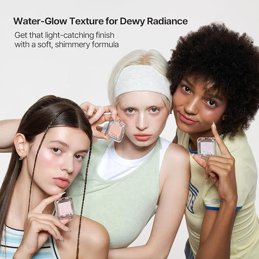 2aN Pure Glash Highlighter OR01 Peach Beam – Glass-Like Sheen Powder Highlighter for a Natural, Radiant Glow | Buildable, Long-Lasting, Lightweight Formula