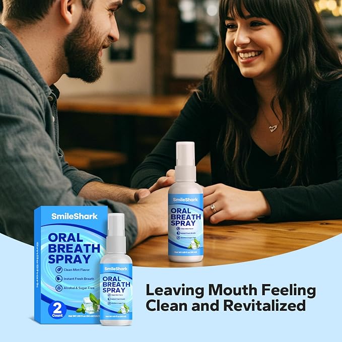 Fresh Breath Spray (2 Pack), Mouth Moisturizer for Dry Mouth, Long Lasting Mint Flavor, 1.69 oz Travel Size, Alcohol-Free & Sugar Free, Natural Ingredients for Bad Breath Instant Fresh