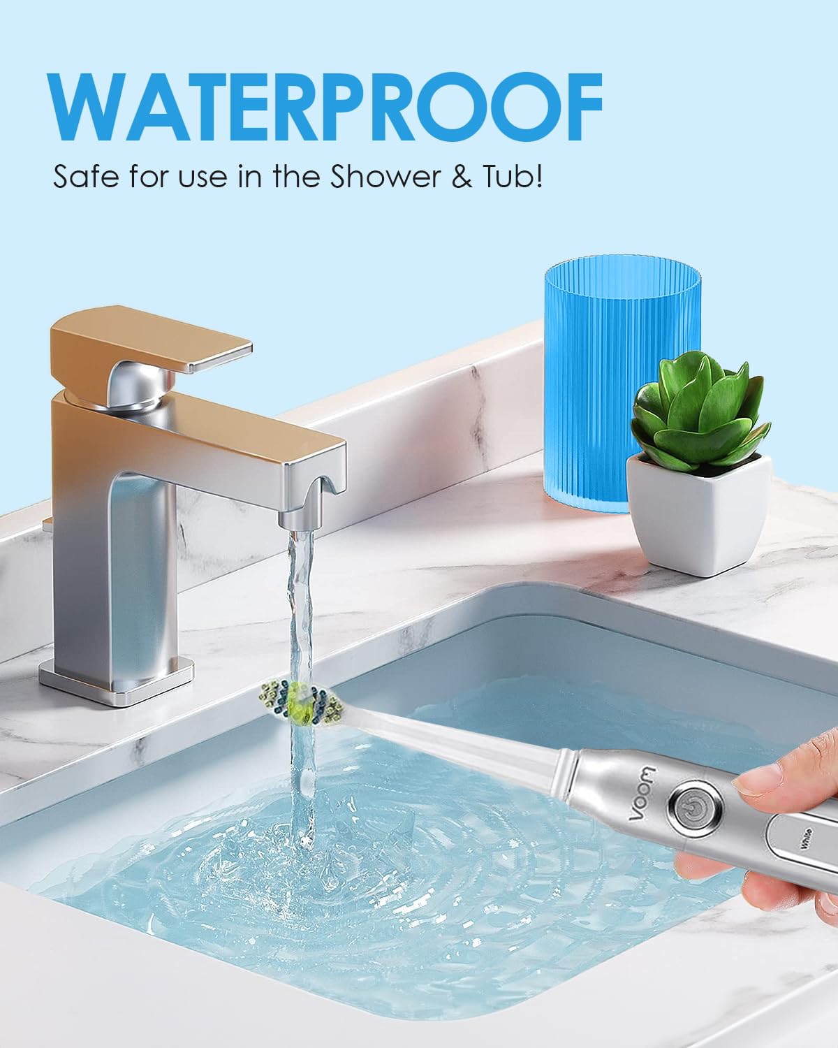 Voom Sonic Pro 5 Series Rechargeable Electronic Toothbrush, Dentist Recommended, Advanced Oral Care, 2 Minute Timer with Quadrant Pacing, 5 Adjustable Speeds, Soft Dupont Nylon Bristles, Silver