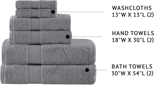Madison Park Organic 100% Cotton Bathroom Towel Set, Hotel & Spa Quality Highly Absorbent, Quick Dry, Include for Shower, Handwash & Facial Washcloth, Multi-Sizes, Charcoal