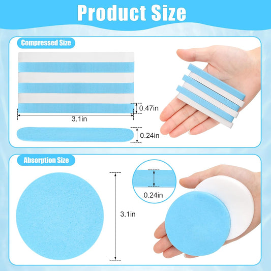 120 Pcs Facial Sponge Compressed, Luxiv Face Cleansing Sponge Estheticians Compressed Makeup Facial Sponge Round Wash Face Sponges for Women Compress Exfoliating Removal Sponge (White+blue)