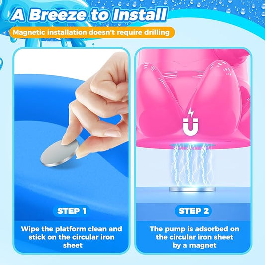 Water Table Pump - Cordless & Rechargeable Water Pump for Water Table with Magnetic Octopus Design, Quick-Install Outdoor Sand/Water Play Toys & Durable Accessories for Toddlers Kids (Pink)