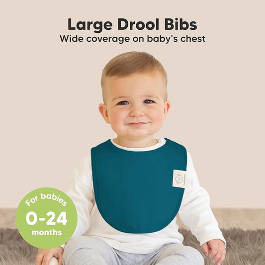 8-Pack Organic Baby Bibs for Boys, Girls - Soft Cotton Drooling and Teething Bibs for Baby Girl & Boy, Extra Absorbent, Easy To Clean & Put On for Toddler, Newborn, Infant 0-24 Months (Eclipse)