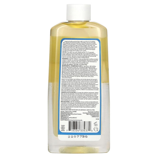 Desert Essence Coconut Oil Dual Phase Pulling Rinse, Mint, 8 fl oz - Alcohol Free, Sugar Free, Gluten Free, Vegan, Non-GMO - Organic Virgin Coconut Oil, Sesame Oil, Sunflower Oil & Tea Tree Oil