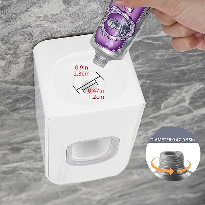 2 Slot Toothbrush Holder and Toothpaste Dispenser Wall Mounted, Automatic Toothpaste Squeezer, 2 in 1 Tooth Brush Toothpaste Organizer for Shower (White 2pack)