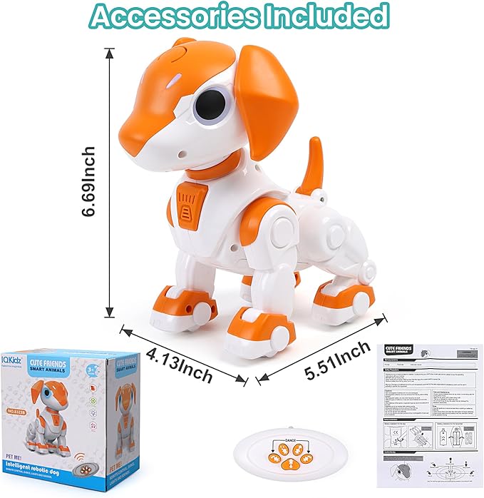 Remote Control Robot Toys Dog for Kids Age 3-8, RC Smart Walking Electronic Pet Dog Toy with Light Eyes, Dancing and Music, Gift Ideas for Toddler Boys and Girls 4 5 6 7 Year Old