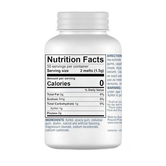 Oracoat XyliMelts for Dry Mouth Night Time or Day - Moisturizing Dry Mouth Adhering Discs, Sugar Free with Xylitol, 100 Count, Berry Smoothie Flavor, 8-Hour Relief