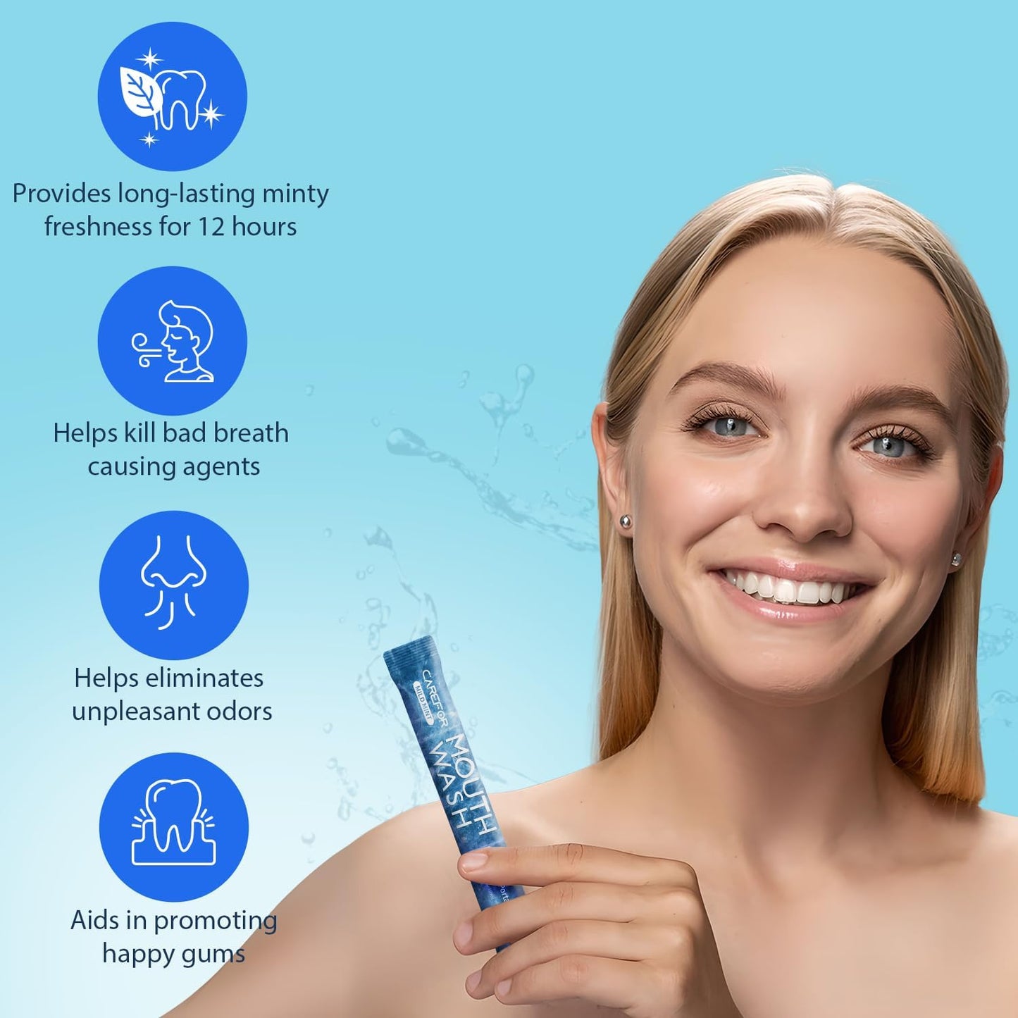 Mouthwash Travel Size, Portable Fresh Breath Mouthwash, Alcohol-Free, ICY Mint Flavor, Mini Pack – to Go for On-The-Go Freshness, Bulk Packets 0.41 Fl Oz (Pack of 60)