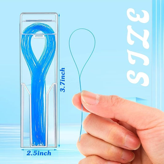 Vesici 600 Pcs Dental Floss Threader for Bridges, Braces, and Implants Dental Threader, Multifunctional Nylon Loop Design for Your Teeth, Pack of 12(Blue)