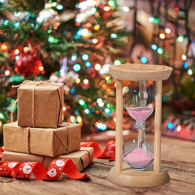 Wood Sand Timer,2 Minute Hourglass,Mini Bamboo Sandglass Timer 2 Min,Unbreakable Sand Clock for Toothbrush Timer,Game,Gift,Pink