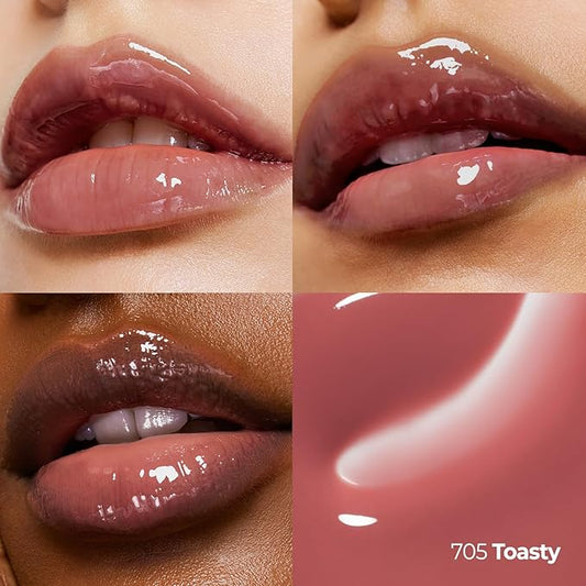 Laka Fruity Lip Glotioner, 10ml/0.33 fl.oz, Lip Gloss with High Shine Vivid Colors, Jelly tip for Hygienic & Easy Application, Plumping Conditioner, Vegan, K-Beauty (#705 Toasty)