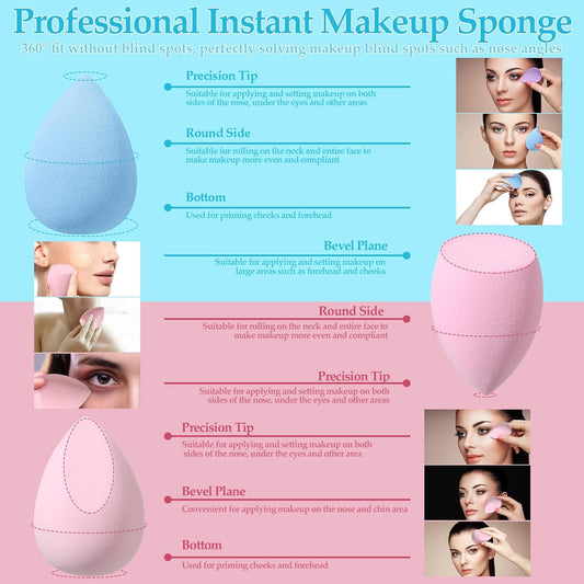 14 Pcs Makeup Sponge Set,Beauty Sponges Blender with 4 Pcs Powder Puff and 4 Pcs Mini Make up Sponges Birthday Gift,Mother's Day Gift for Women Liquid,Foundation,Powder,Concealer,Cream(Colorful)