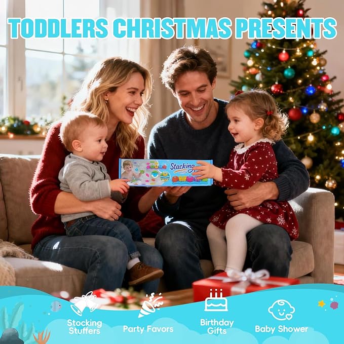 Baby Bath Toys for Kids Ages 1-3, Educational Toddler Bath Toys Mold Free Shape Sorter & Stacking with 20 Soft Rubber Floating Pieces, Sensory Bathtub Toys with Mesh Bag for Girls Boys