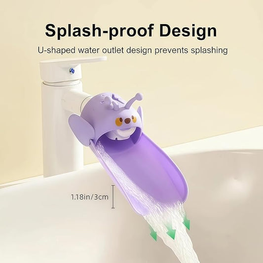 2 Pack Faucet Extender for Toddlers, Silicone Faucet Extender, Easy Install Sink Spout Extender for Kids Hand Washing Fits Standard and Gooseneck Faucet (Purple & Yellow)