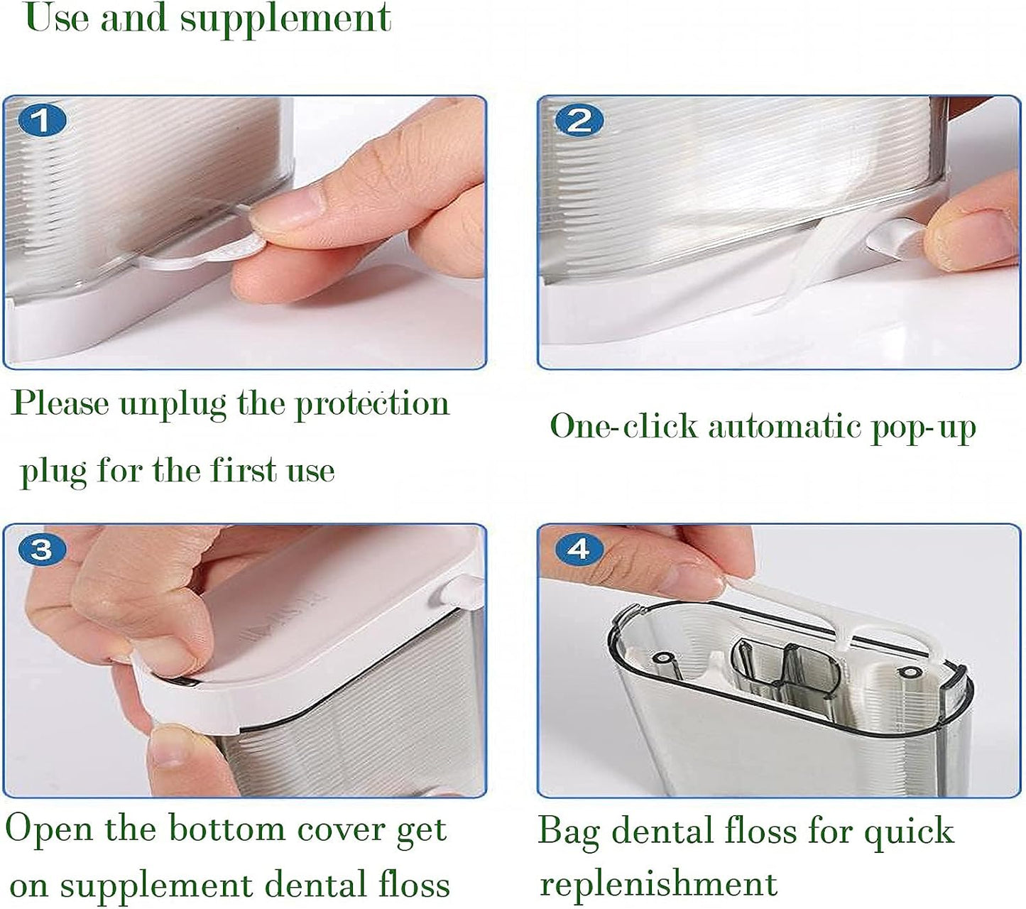 Holy Rose Dental Floss Picks Dispenser,Adults for Clean Teeth Floss Sticks Toothpick,Automatic Pop-Up Organiser Case with Flossers 88 Count,Flosser Holder Container is Perfect Tool for Tooth Care.