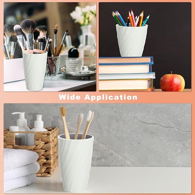 uxcell Toothbrush Cup Portable Mouthwash Cup Reusable Toothbrush Holder Organizer Bathroom Tumbler Cup 370ml for Home Bathroom Travel, Grey White